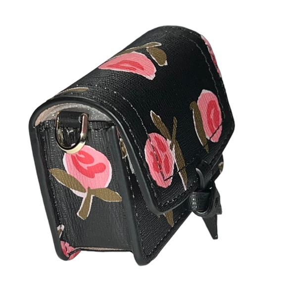KATE SPADE Black Pink Floral Rose AirPod PRO Chain Crossbody Bag Case - Picture 10 of 14